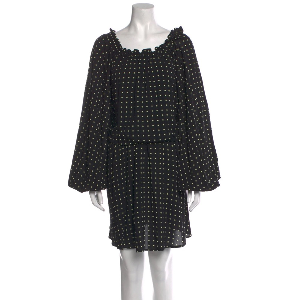 ROTATE BIRGER CHRISTENSEN Carly Off-The-Shoulder Mini Dress Polka Dot Size 6